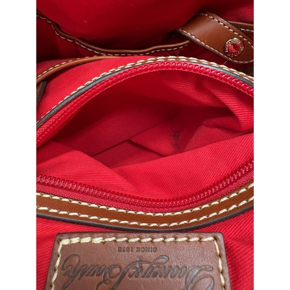 Dooney & Bourke Suede Drawstring Bucket Bag Orange Rust Tassel Leather Vintage - Picture 12 of 14